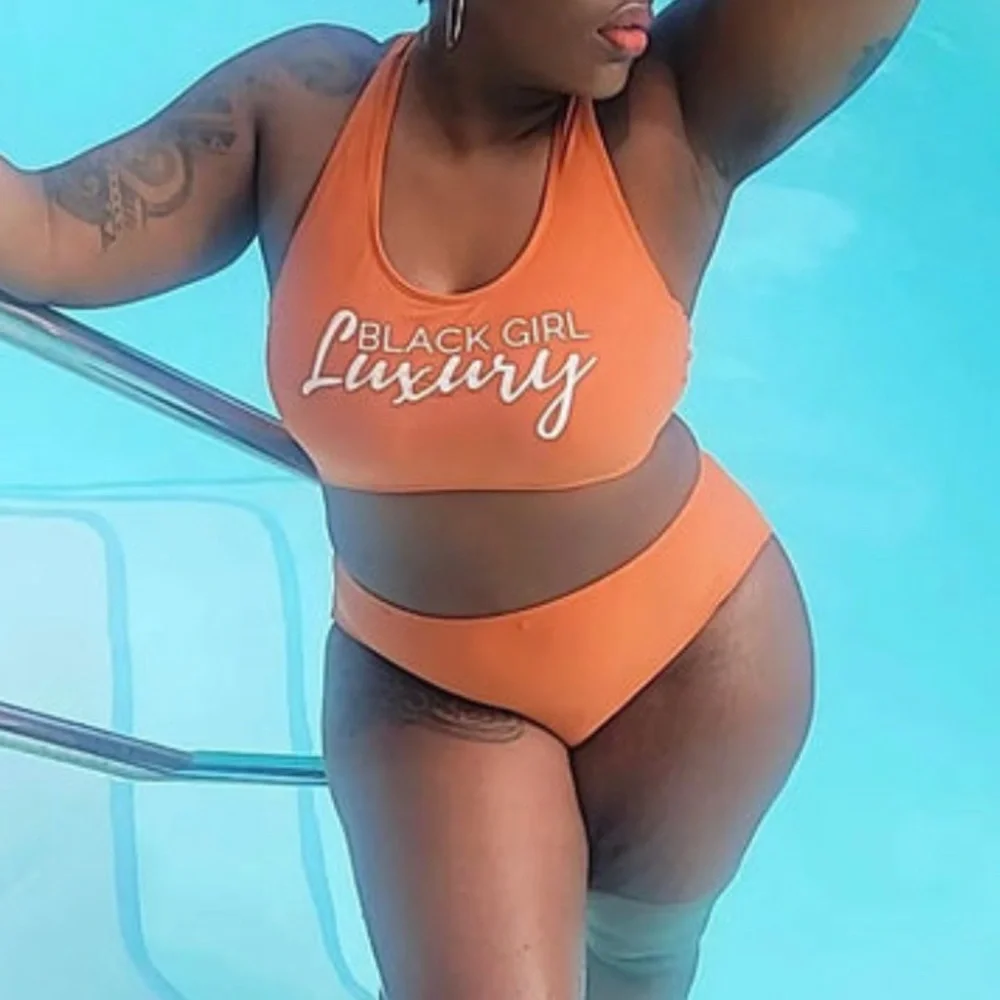 NEW! Black Girl Luxury Tankini Bikini Tank Top Swimsuit 2pc - Size M - Picture 1 of 3